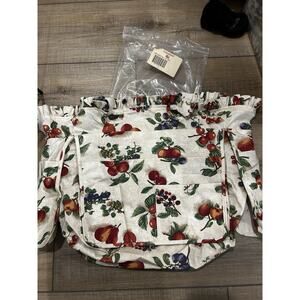LONGABERGER MAGAZINE BASKET Liner FRUIT MEDLEY fabric NEW 2 handle with pockets